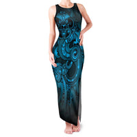 Aotearoa Maori Hei Tiki Family Matching Tank Maxi Dress and Hawaiian Shirt Kikorangi Kowhaiwhai Puhoro Motif