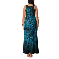 Aotearoa Maori Hei Tiki Family Matching Tank Maxi Dress and Hawaiian Shirt Kikorangi Kowhaiwhai Puhoro Motif