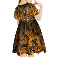Aotearoa Maori Hei Tiki Kid Short Sleeve Dress Koura Kowhaiwhai Puhoro Motif