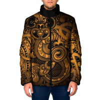 Aotearoa Maori Hei Tiki Padded Jacket Koura Kowhaiwhai Puhoro Motif LT9 Men Gold - Polynesian Pride