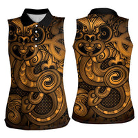 Aotearoa Maori Hei Tiki Women Sleeveless Polo Shirt Koura Kowhaiwhai Puhoro Motif