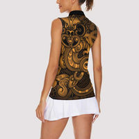 Aotearoa Maori Hei Tiki Women Sleeveless Polo Shirt Koura Kowhaiwhai Puhoro Motif