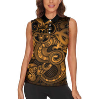 Aotearoa Maori Hei Tiki Women Sleeveless Polo Shirt Koura Kowhaiwhai Puhoro Motif