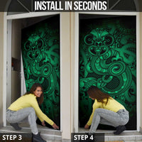 Aotearoa Maori Hei Tiki Door Cover Kakariki Kowhaiwhai Puhoro Motif