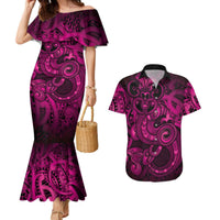 Aotearoa Maori Hei Tiki Couples Matching Mermaid Dress and Hawaiian Shirt Mawhero Kowhaiwhai Puhoro Motif