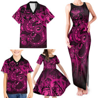 Aotearoa Maori Hei Tiki Family Matching Tank Maxi Dress and Hawaiian Shirt Mawhero Kowhaiwhai Puhoro Motif