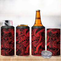 Aotearoa Maori Hei Tiki 4 in 1 Can Cooler Tumbler Whero Kowhaiwhai Puhoro Motif