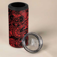 Aotearoa Maori Hei Tiki 4 in 1 Can Cooler Tumbler Whero Kowhaiwhai Puhoro Motif