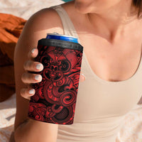 Aotearoa Maori Hei Tiki 4 in 1 Can Cooler Tumbler Whero Kowhaiwhai Puhoro Motif