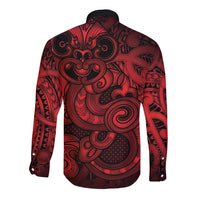 Aotearoa Maori Hei Tiki Long Sleeve Button Shirt Whero Kowhaiwhai Puhoro Motif