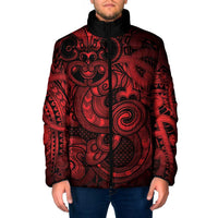 Aotearoa Maori Hei Tiki Padded Jacket Whero Kowhaiwhai Puhoro Motif LT9 Men Red - Polynesian Pride