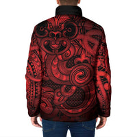 Aotearoa Maori Hei Tiki Padded Jacket Whero Kowhaiwhai Puhoro Motif LT9 - Polynesian Pride