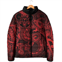 Aotearoa Maori Hei Tiki Padded Jacket Whero Kowhaiwhai Puhoro Motif LT9 - Polynesian Pride