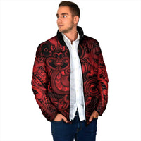 Aotearoa Maori Hei Tiki Padded Jacket Whero Kowhaiwhai Puhoro Motif LT9 - Polynesian Pride