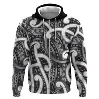 Aotearoa Maori Kowhaiwhai Hoodie Kiwikiwi Puhoro and Patiki LT9 Zip Hoodie Grey - Polynesian Pride