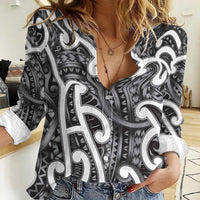 Aotearoa Maori Kowhaiwhai Women Casual Shirt Kiwikiwi Puhoro and Patiki