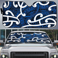 Aotearoa Maori Kowhaiwhai Auto Sun Shade Kikorangi Puhoro and Patiki LT9 Blue - Polynesian Pride