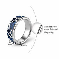 Aotearoa Maori Kowhaiwhai Classic Ring Kikorangi Puhoro and Patiki