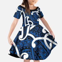 Aotearoa Maori Kowhaiwhai Family Matching Mermaid Dress and Hawaiian Shirt Kikorangi Puhoro and Patiki