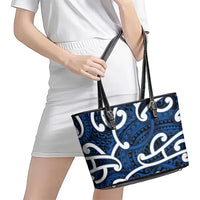 Aotearoa Maori Kowhaiwhai Leather Tote Bag Kikorangi Puhoro and Patiki LT9 - Polynesian Pride