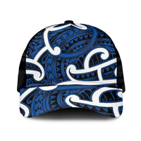 Aotearoa Maori Kowhaiwhai Mesh Trucker Cap Kikorangi Puhoro and Patiki