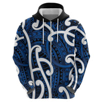 Aotearoa Maori Kowhaiwhai Zip Hoodie Kikorangi Puhoro and Patiki
