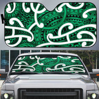 Aotearoa Maori Kowhaiwhai Auto Sun Shade Kakariki Puhoro and Patiki