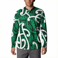 Aotearoa Maori Kowhaiwhai Button Sweatshirt Kakariki Puhoro and Patiki LT9 - Polynesian Pride