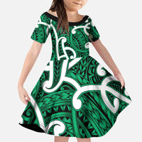 Aotearoa Maori Kowhaiwhai Family Matching Tank Maxi Dress and Hawaiian Shirt Kakariki Puhoro and Patiki