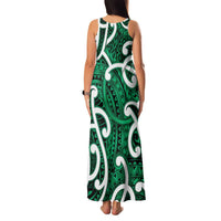 Aotearoa Maori Kowhaiwhai Family Matching Tank Maxi Dress and Hawaiian Shirt Kakariki Puhoro and Patiki