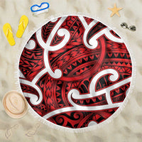 Aotearoa Maori Kowhaiwhai Beach Blanket Whero Puhoro and Patiki