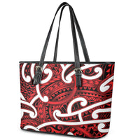 Aotearoa Maori Kowhaiwhai Leather Tote Bag Whero Puhoro and Patiki LT9 - Polynesian Pride