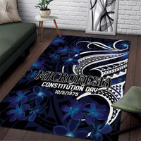 Micronesia Constitution Day Area Rug Since 1979 with Polynesian Hibiscus Pattern