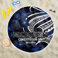 Micronesia Constitution Day Beach Blanket Since 1979 with Polynesian Hibiscus Pattern