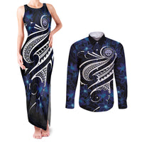 Micronesia Constitution Day Couples Matching Tank Maxi Dress and Long Sleeve Button Shirt Since 1979 with Polynesian Hibiscus Pattern LT9 Blue - Polynesian Pride
