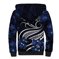 Micronesia Constitution Day Sherpa Hoodie Since 1979 with Polynesian Hibiscus Pattern