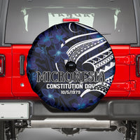 Micronesia Constitution Day Spare Tire Cover Since 1979 with Polynesian Hibiscus Pattern