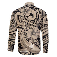 Polynesian Shark Tribal Tattoo Family Matching Summer Maxi Dress and Hawaiian Shirt Beige Style LT9 - Polynesian Pride