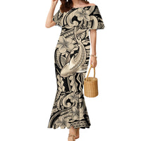 Polynesian Shark Tribal Tattoo Mermaid Dress Beige Style LT9 Women Beige - Polynesian Pride