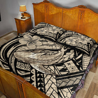 Polynesian Shark Tribal Tattoo Quilt Bed Set Beige Style