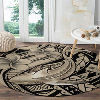 Polynesian Shark Tribal Tattoo Round Carpet Beige Style LT9 - Polynesian Pride
