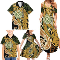 Wallis and Futuna Victory Day Family Matching Summer Maxi Dress and Hawaiian Shirt Since 1945 with Polynesian Platinum Floral Tribal