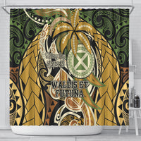Wallis and Futuna Victory Day Shower Curtain Since 1945 with Polynesian Platinum Floral Tribal