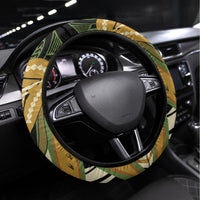 Wallis and Futuna Victory Day Steering Wheel Cover Since 1945 with Polynesian Platinum Floral Tribal LT9 Universal Fit Red - Polynesian Pride