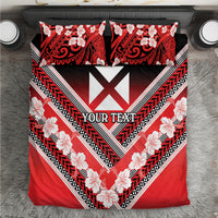 Personalised Wallis et Futuna Bedding Set Hibiscus and Polynesian Tribal Tattoos