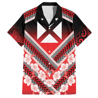 Personalised Wallis et Futuna Family Matching Summer Maxi Dress and Hawaiian Shirt Hibiscus and Polynesian Tribal Tattoos LT9 Dad's Shirt - Short Sleeve Red - Polynesian Pride