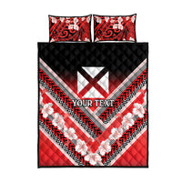 Personalised Wallis et Futuna Quilt Bed Set Hibiscus and Polynesian Tribal Tattoos