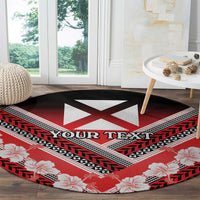 Personalised Wallis et Futuna Round Carpet Hibiscus and Polynesian Tribal Tattoos LT9 - Polynesian Pride