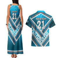 Custom Fiji Rugby Couples Matching Tank Maxi Dress and Hawaiian Shirt Fijian Warrior With Polynesian Tribal Tattoos