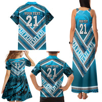 Custom Fiji Rugby Family Matching Tank Maxi Dress and Hawaiian Shirt Fijian Warrior With Polynesian Tribal Tattoos